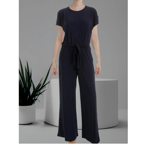 Lauren Ralph Lauren Womens Sancia Navy Cold Shoulder Jumpsuit Size PM - Picture 1 of 2